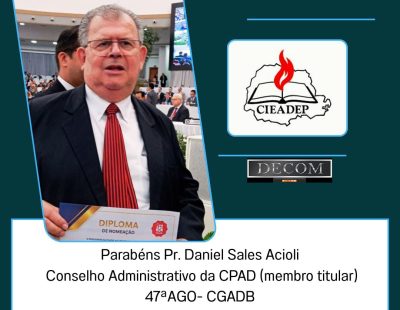 O DECOM, na pessoa do seu presidente, Pr. Perci Fontoura, parabeniza a todos os diplomados nos respectivos cargos.