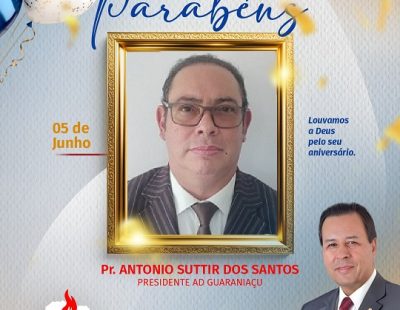 NOSSOS PARABÉNS AO PR. ANTONIO SUTTIR DOS SANTOS, PRESIDENTE DA AD GUARANIAÇU/PR NOSSOS PARABÉNS AO PR. ANTONIO SUTTIR DOS SANTOS, PRESIDENTE DA AD GUARANIAÇU/PR