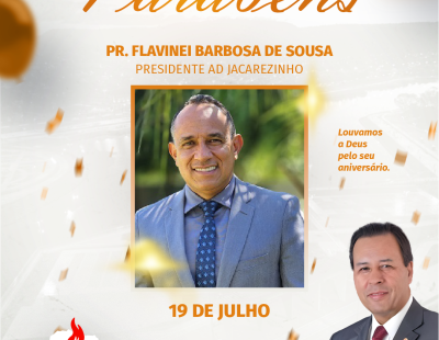Noosos Parabéns ao Pastor Flavinei Barbosa de Sousa Presidente da AD Jacarezinho/PR Noosos Parabéns ao Pastor Flavinei Barbosa de Sousa Presidente da AD Jacarezinho/PR
