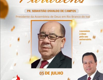 NOSSOS PARABÉNS AO PR. SEBASTIÃO OSVALDO DE CAMPOS PRESIDENTE DA AD EM RIO RANCO DO IVAÍ/PR NOSSOS PARABÉNS AO PR. SEBASTIÃO OSVALDO DE CAMPOS PRESIDENTE DA AD EM RIO RANCO DO IVAÍ/PR